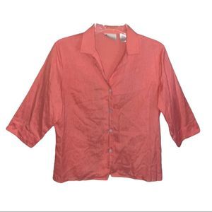 First Issue by Liz Claiborne Linen Button Down Top Blouse